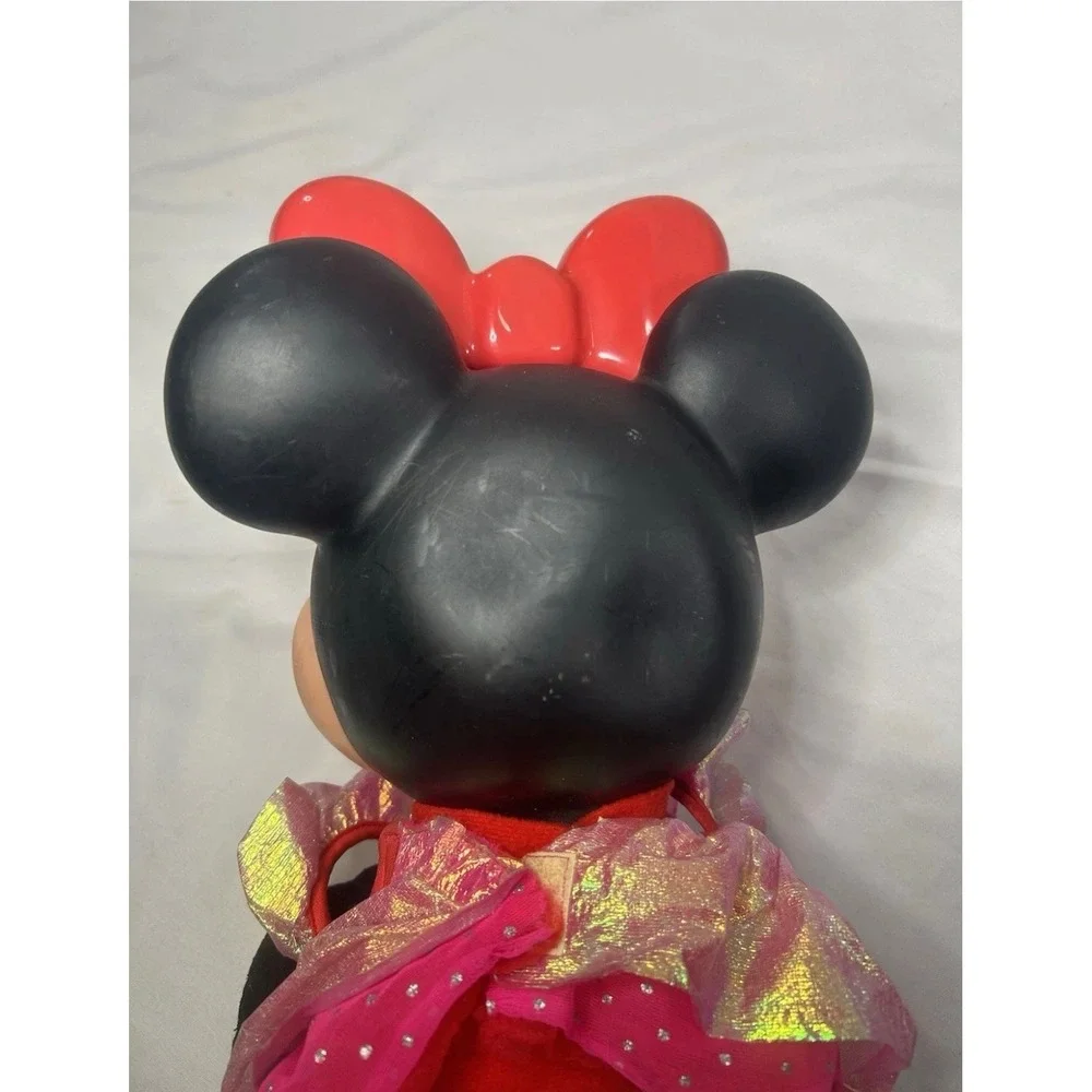 Disney Minnie Mouse Plush Doll Hard Plastic Head Red Pink Sparkle Outfit 12